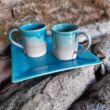 Pálinkás pohár/presszó kávés csésze - türkizkék