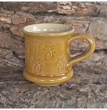 Sárga cicás bögre 2. - kicsi, nyomott mintás