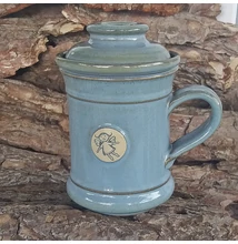 Világoskék tündéres szűrős bögre, emblémás - egyenes