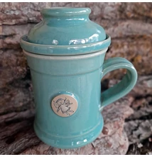 Almazöld tündéres szűrős bögre, emblémás - egyenes