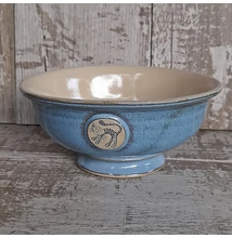 Világoskék csíkos cicás müzlis tál