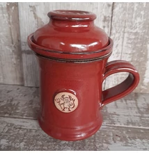 Marsvörös ördögös szűrős bögre, emblémás - egyenes