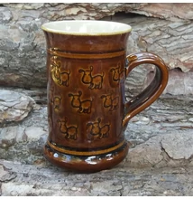 Barna  kutyás bögre 3.  - nyomott mintás