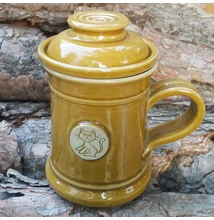 Sárga cicás szűrős bögre  - emblémás -egyenes