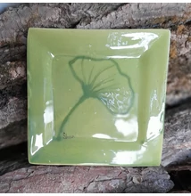 Kerámia tálca -zöld, Ginkgo levéllel - négyszögletes Kerámia tálca -zöld, Ginkgo levéllel - négyszögletes