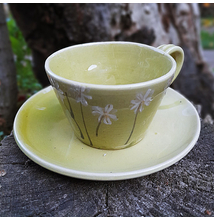 Capuccino csésze aljjal- zöld