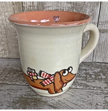 Fehér tacskó kutyás bögre