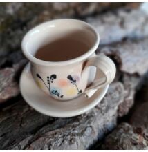 Virágos kávés csésze (csészealjjal)