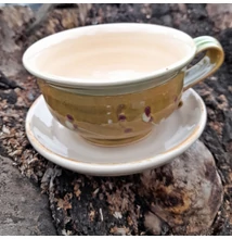 Teás csésze - tavaszi rét mintával - fehér aljjal 