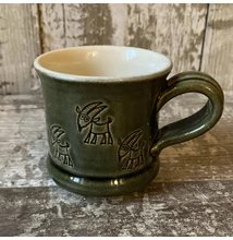 Zöld kecskés bögre - kicsi, nyomott mintás 