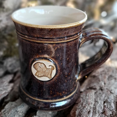 Barna puli kutyas bögre - nagy, emblémás (antikolt)