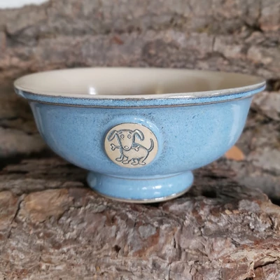 Világoskék kutyás müzlis tál  (csonttal)