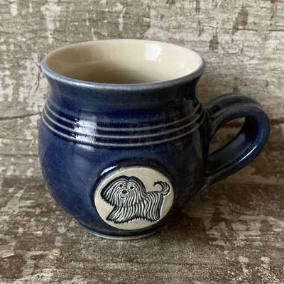 Kék puli kutyás bögre - kicsi, emblémás