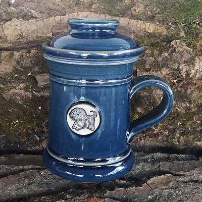 Kék puli kutyás szűrős bögre emblémás - egyenes