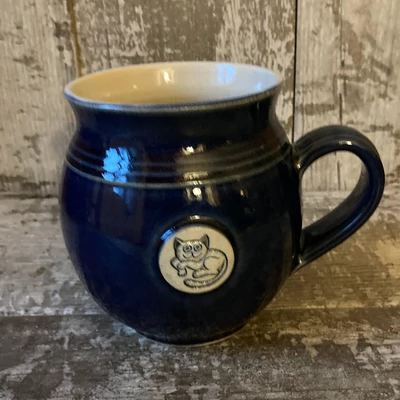 Kék cicás bögre 1.- nagy, emblémás - pufi 